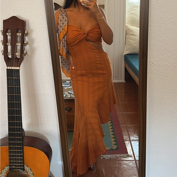 Zara Dresses & Skirts - Orange asymmetric dress